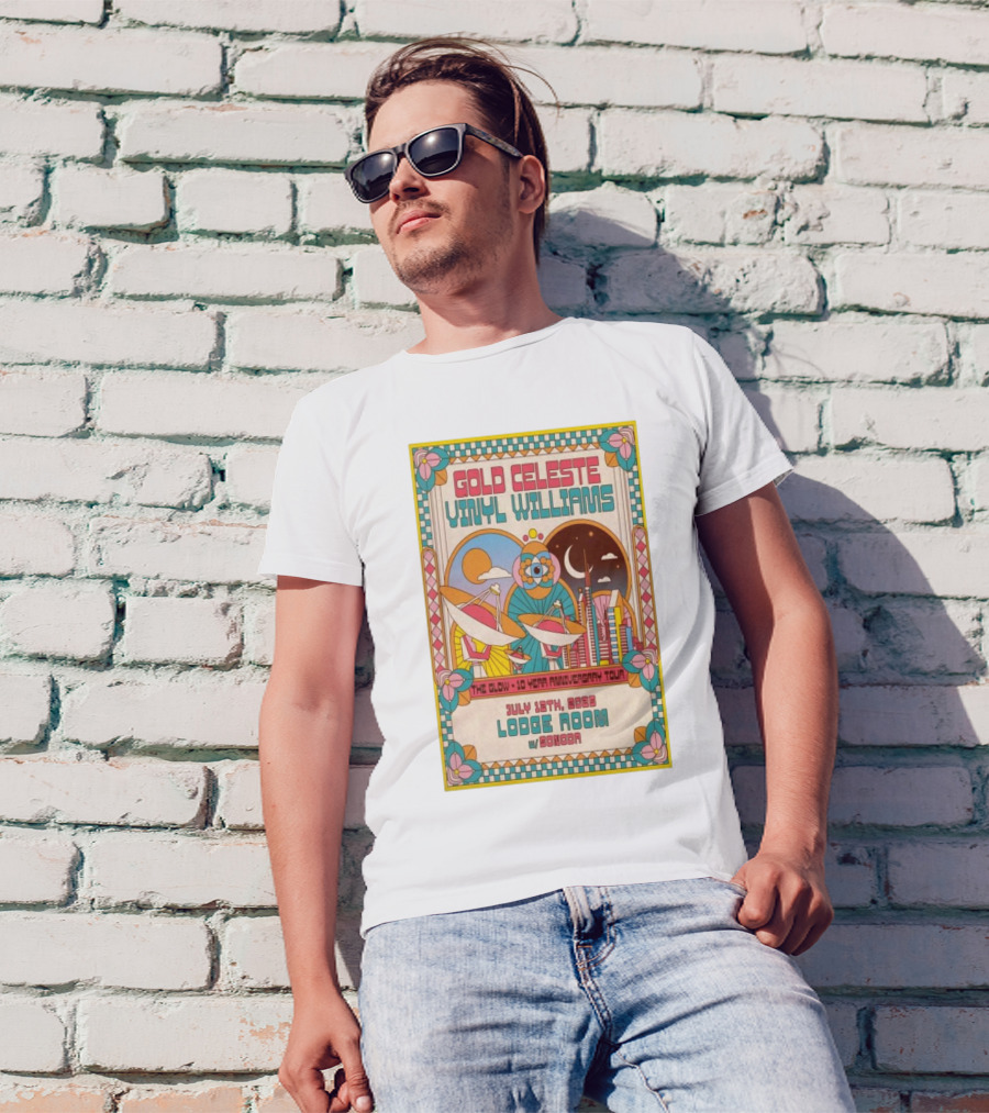 Gold Celeste Vinyl Williams The Glow 10 Year Anniversary Tour July 12 2025 Lodge Room W/ Sonoda T-Shirt