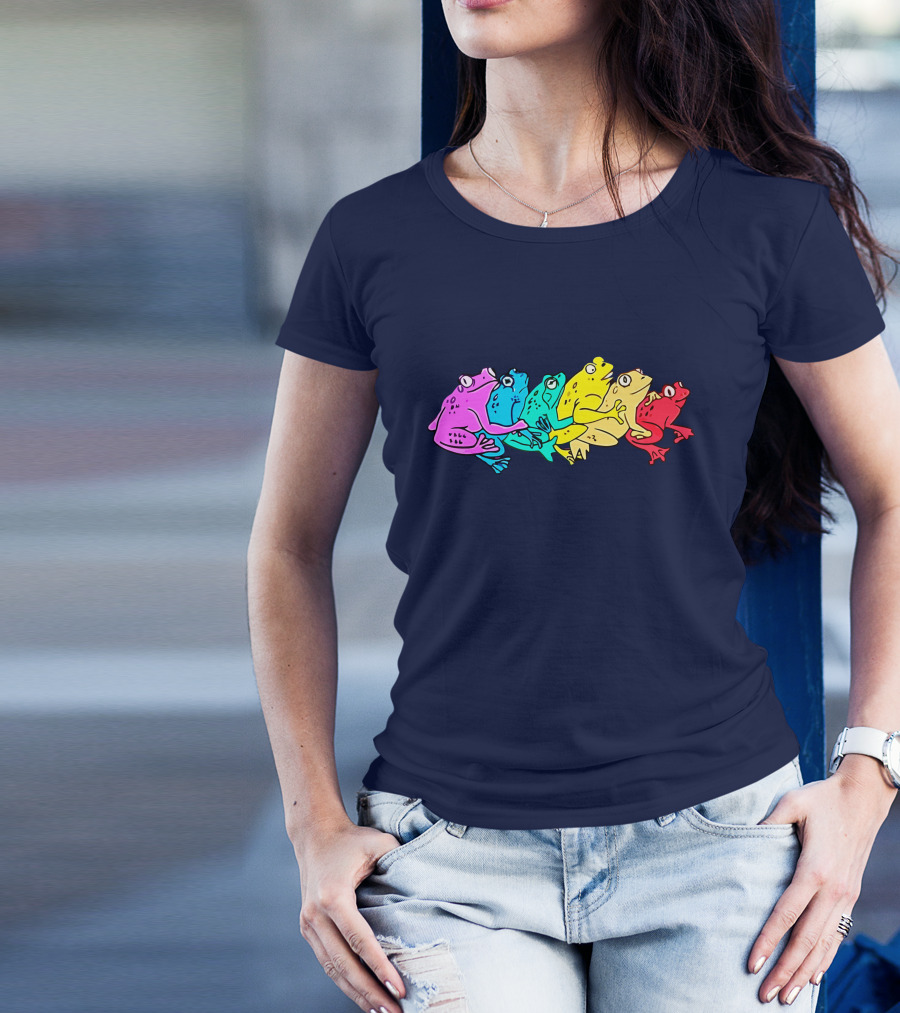 RAINBOW GAY FROG PRIDE COLORS VIBRANT FROGS T-Shirt