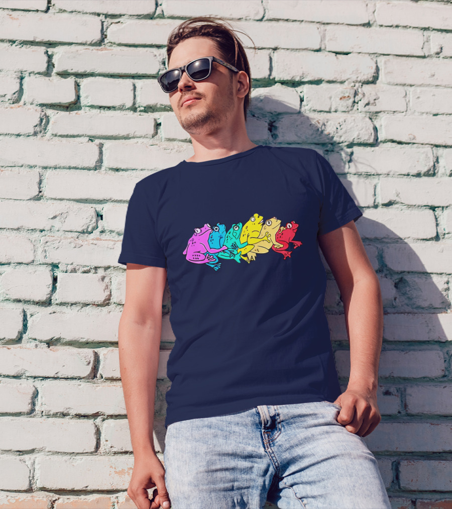 RAINBOW GAY FROG PRIDE COLORS VIBRANT FROGS T-Shirt