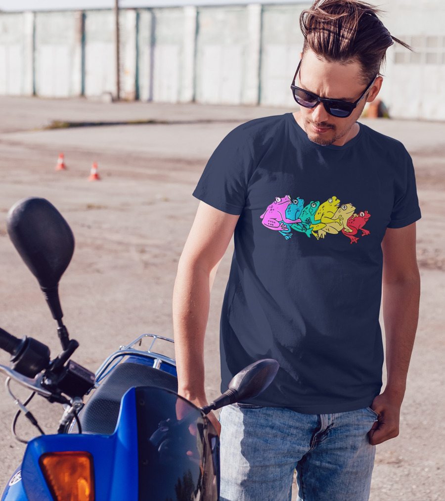 RAINBOW GAY FROG PRIDE COLORS VIBRANT FROGS T-Shirt