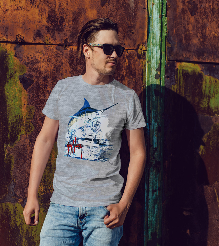 Guy Harvey Marlin Fishing Boat Ocean Adventure T-Shirt