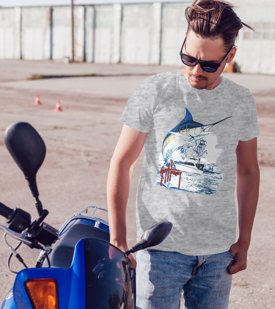 Guy Harvey Marlin Fishing Boat Ocean Adventure T-Shirt