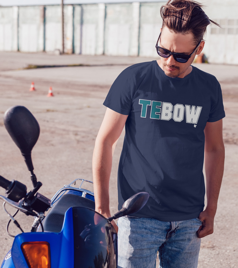 TEBOW Tim Tebow Dark Blue Block Lettering T-Shirt