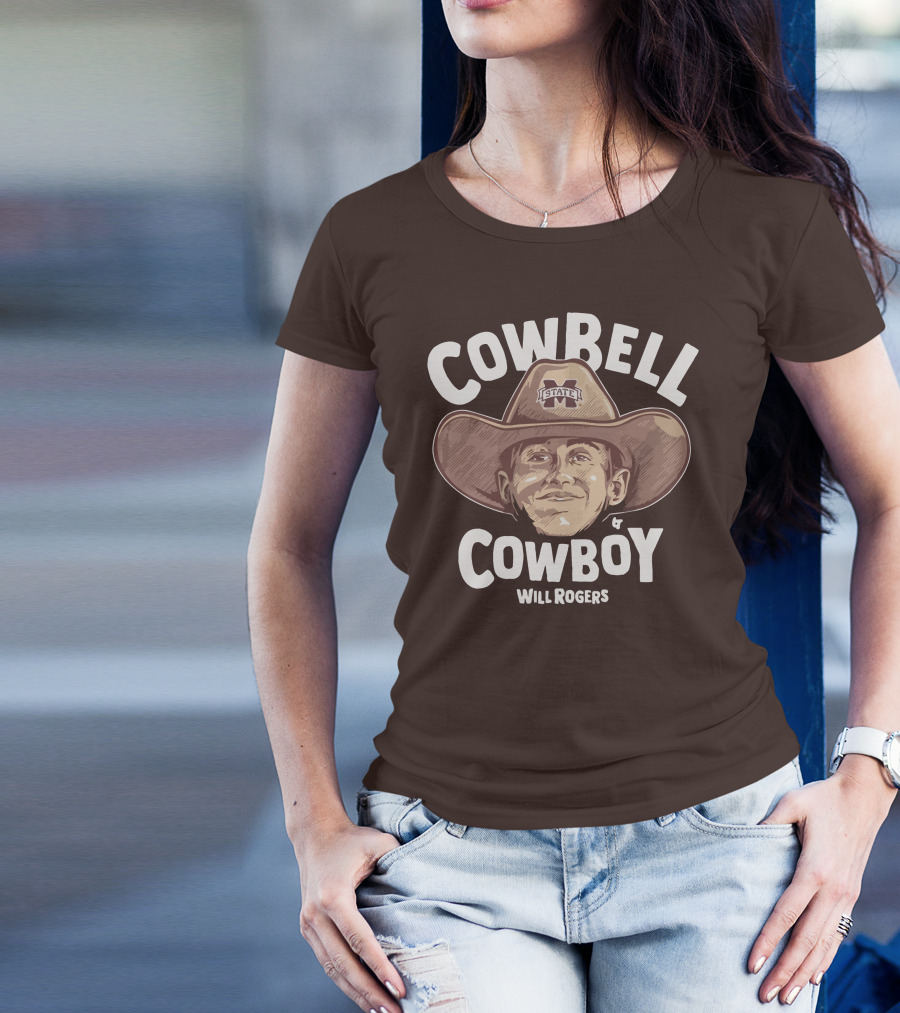 Mississippi State M State Cowbell Cowboy Will Rogers T-Shirt