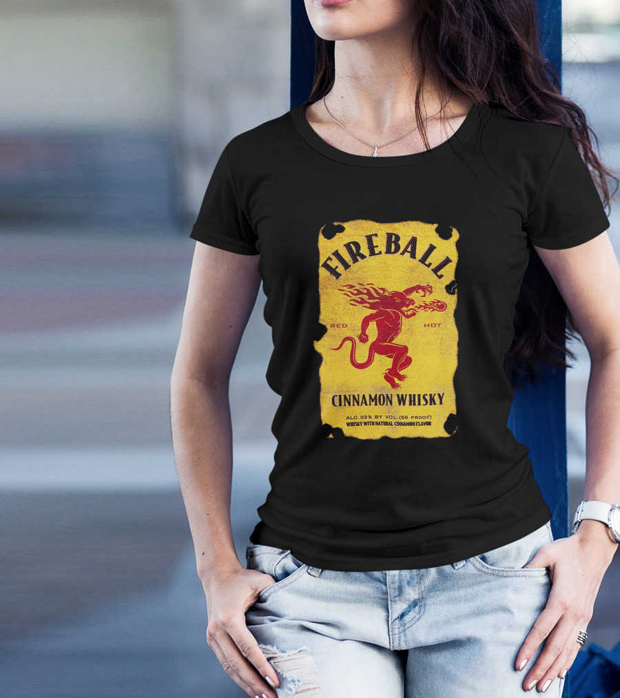 FIREBALL Red Hot Cinnamon Whisky Label ALC 33% By VOL (66 PROOF) T-Shirt