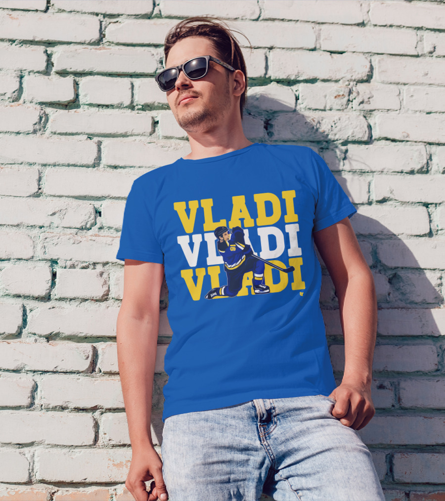 VLADI Chant Hockey Player In Blue And Yellow With Number 91 T-Shirt