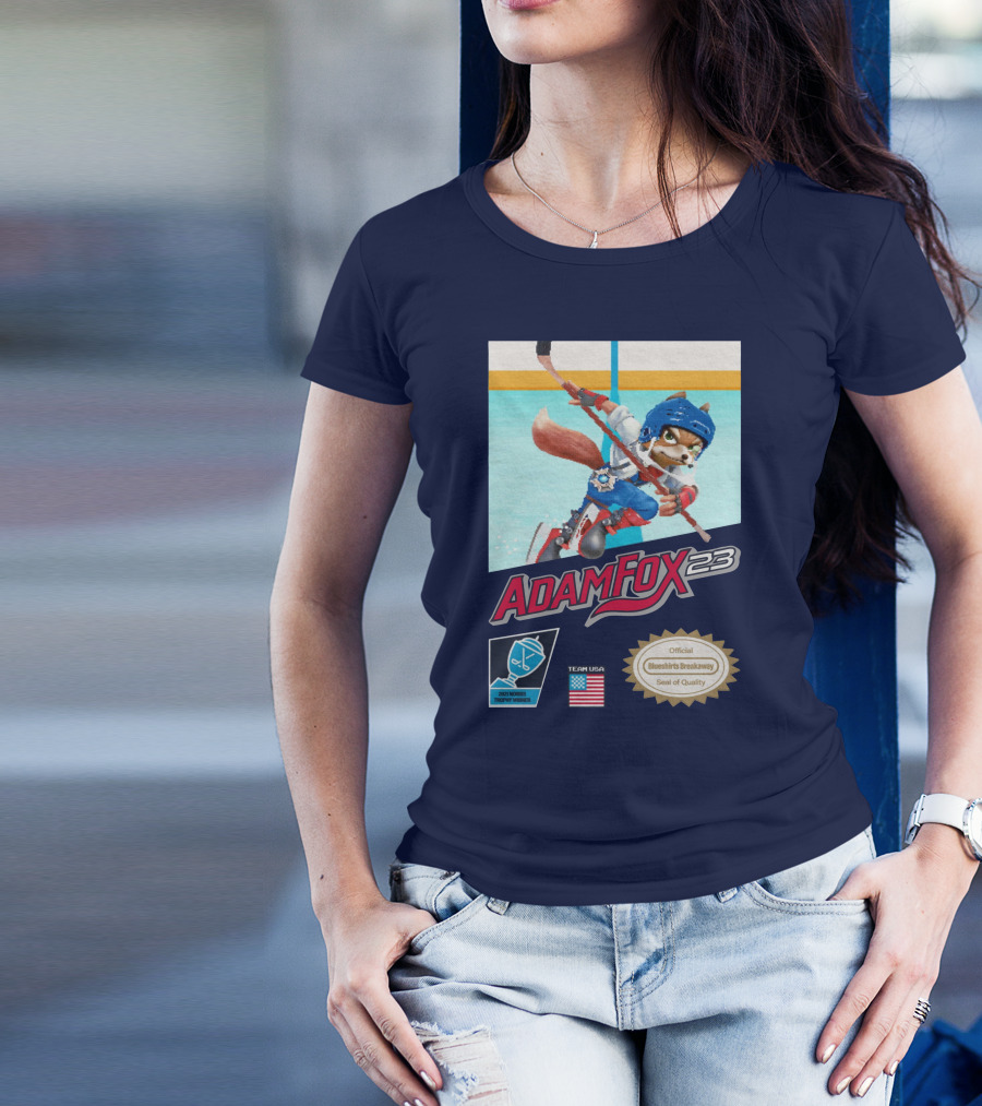 Adam Fox 23 Hockey USA Bluebirds Breakaway Seal Of Quality Team Winner T-Shirt