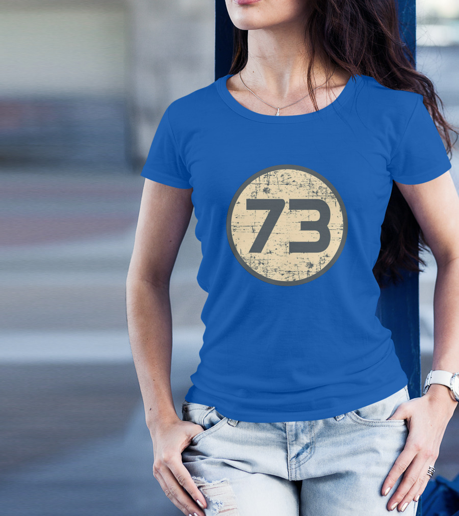 Big Bang Theory Sheldon Cooper 73 Vintage Distressed Blue Circle T-Shirt
