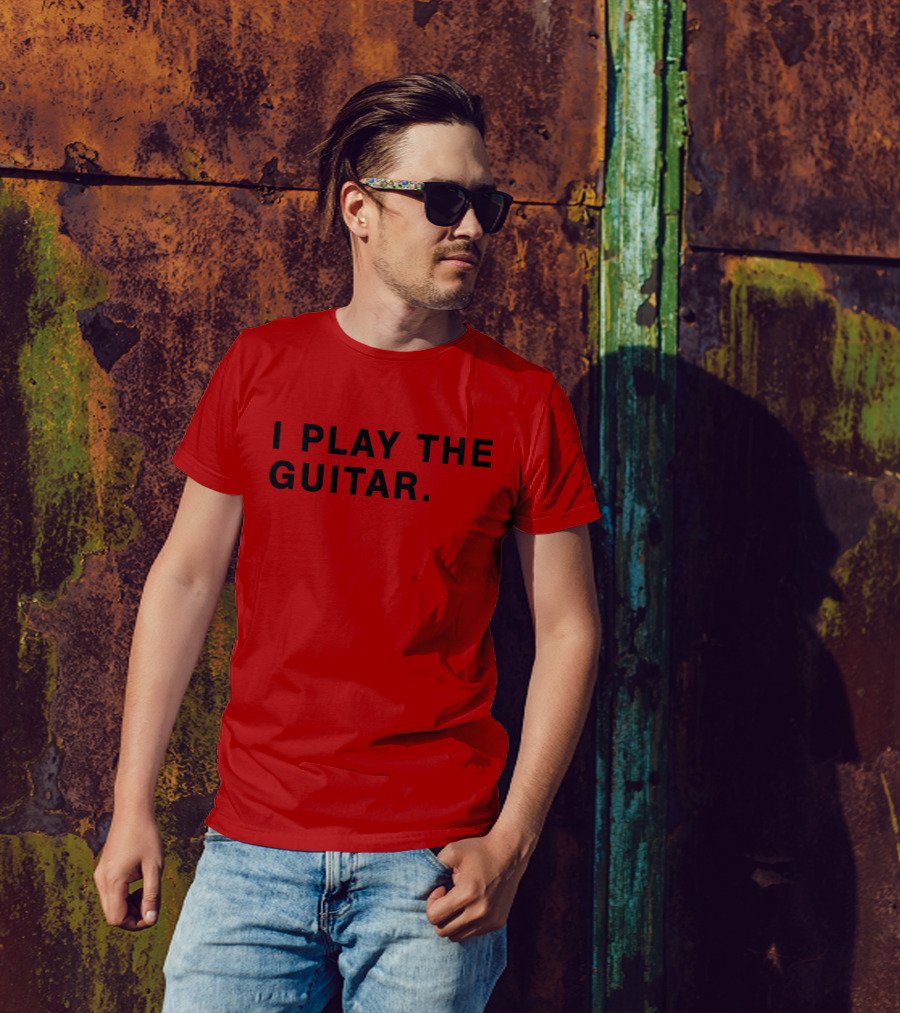 I Play The Guitar Bold Red T-Shirt