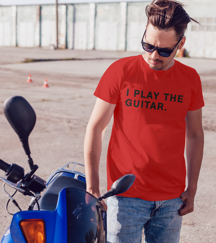 I Play The Guitar Bold Red T-Shirt