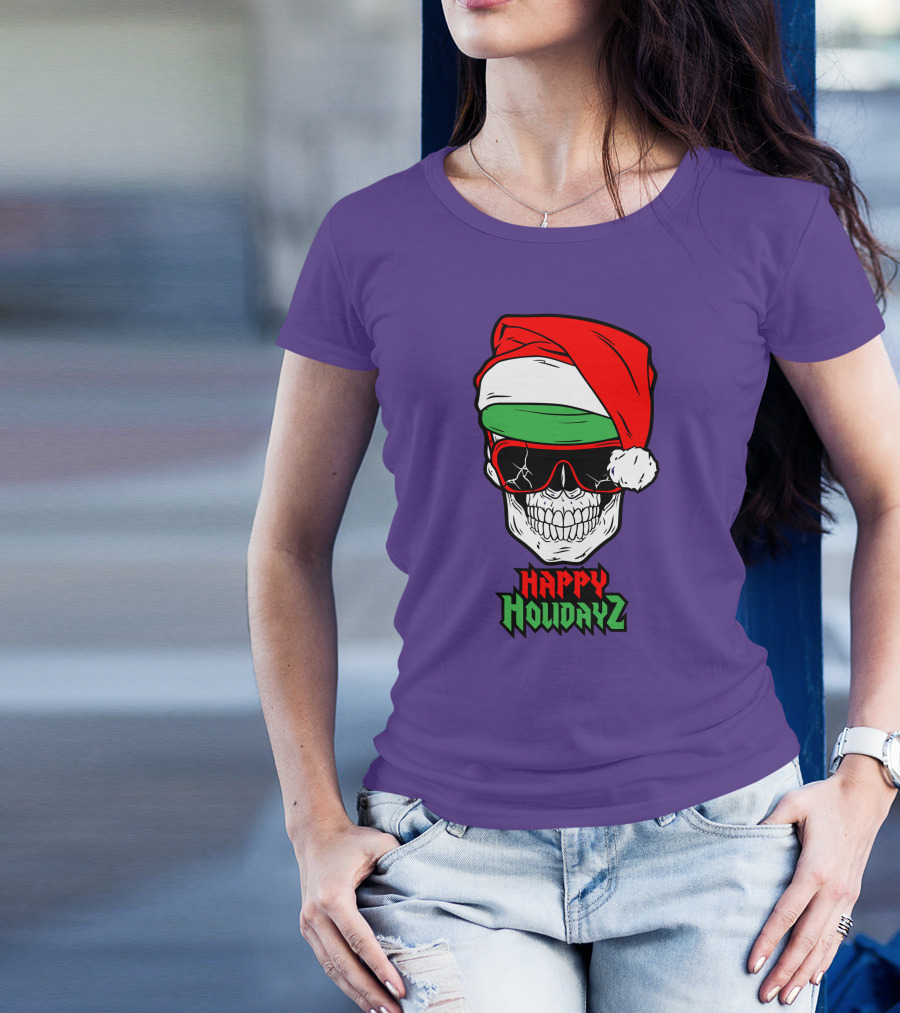 Matt Cardona Happy Holidayz Skull Santa Hat T-Shirt