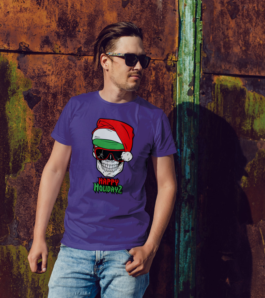 Matt Cardona Happy Holidayz Skull Santa Hat T-Shirt
