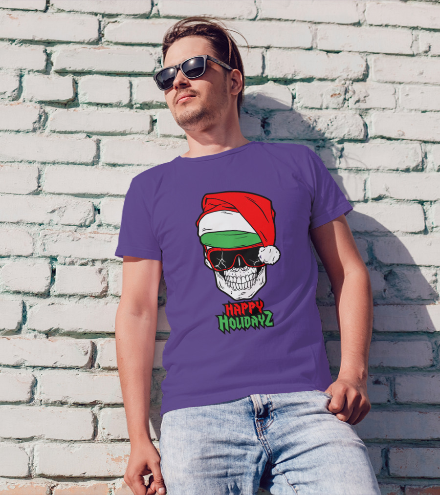 Matt Cardona Happy Holidayz Skull Santa Hat T-Shirt