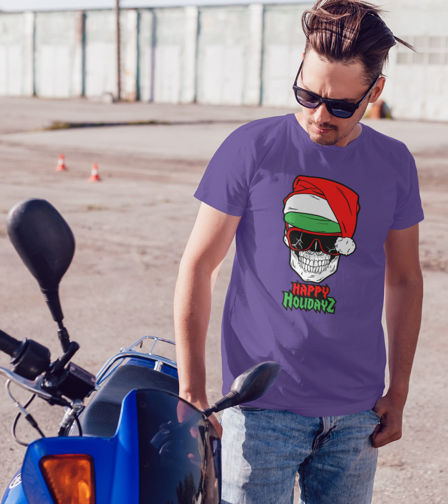 Matt Cardona Happy Holidayz Skull Santa Hat T-Shirt
