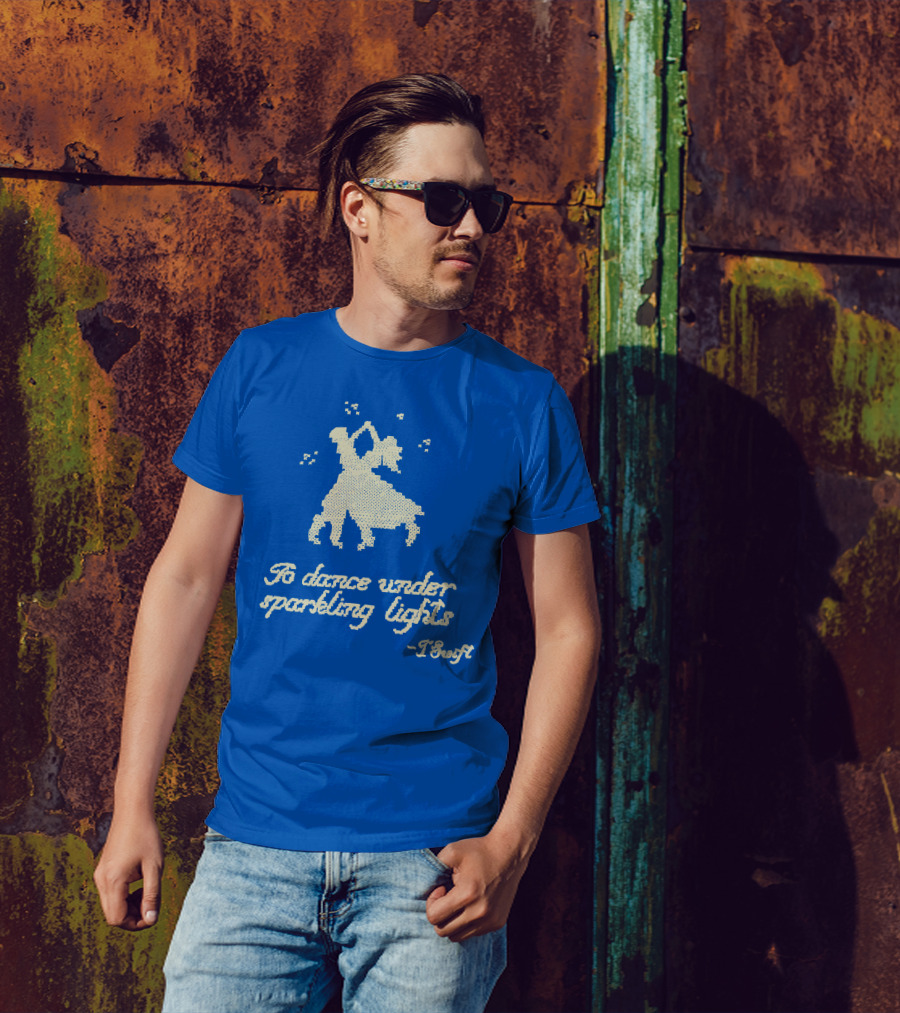 To Dance Under Sparkling Lights T Swift Christmas Tree Farm Blue T-Shirt