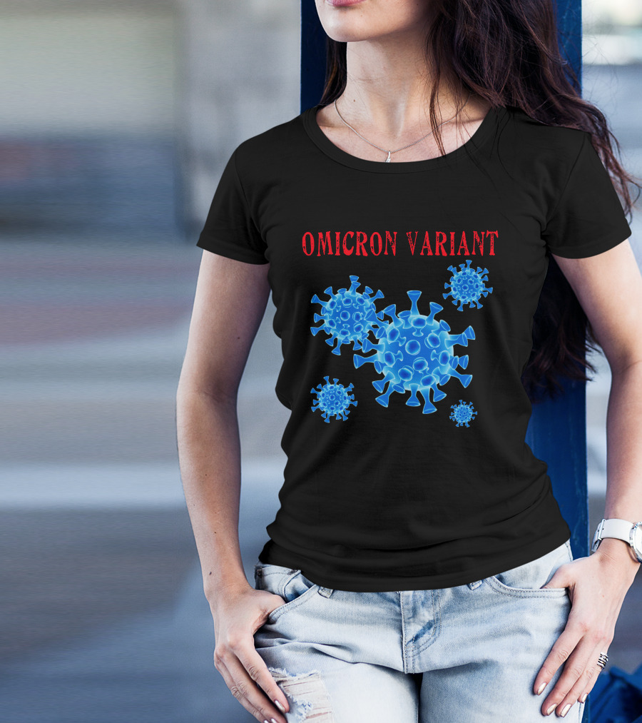 Omicron Variant Virus Graphic Blue Molecular Structure T-Shirt