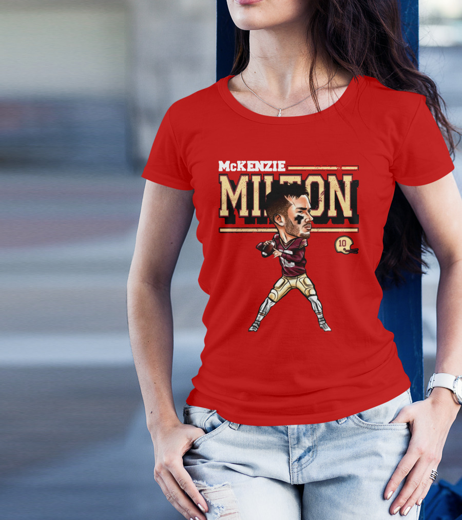 MCKENZIE MILTON FOOTBALL PLAYER CARTOON WITH HELMET NUMBER 10 T-Shirt