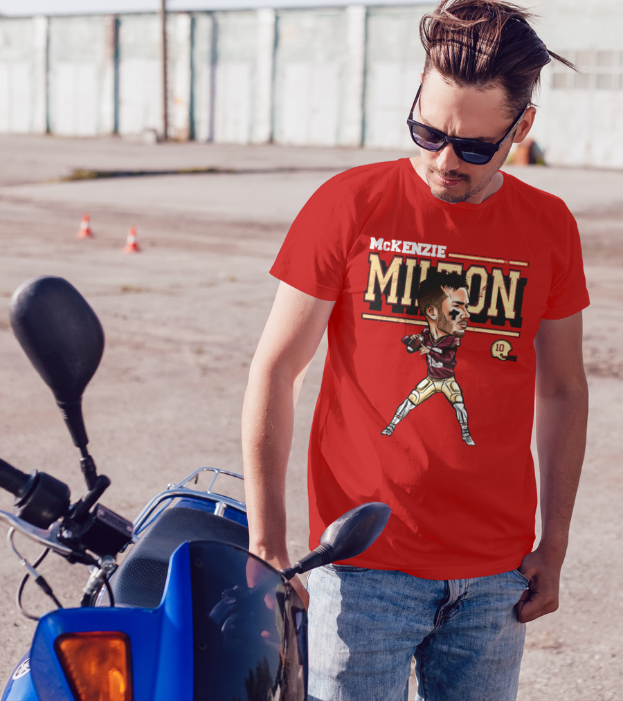 MCKENZIE MILTON FOOTBALL PLAYER CARTOON WITH HELMET NUMBER 10 T-Shirt