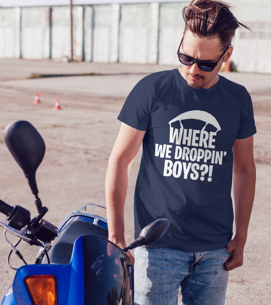 Go All Out Adult Where We Droppin' Boys Parachute T-Shirt